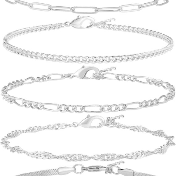 Dainty Bracelets for Women Trendy, Sterling Silver Plated Brass Link Chain Charm - Picture 1 of 6